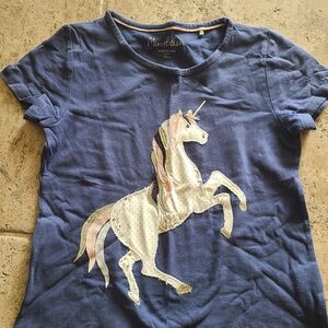 Mini Boden Blue Unicorn Kids T-Shirt